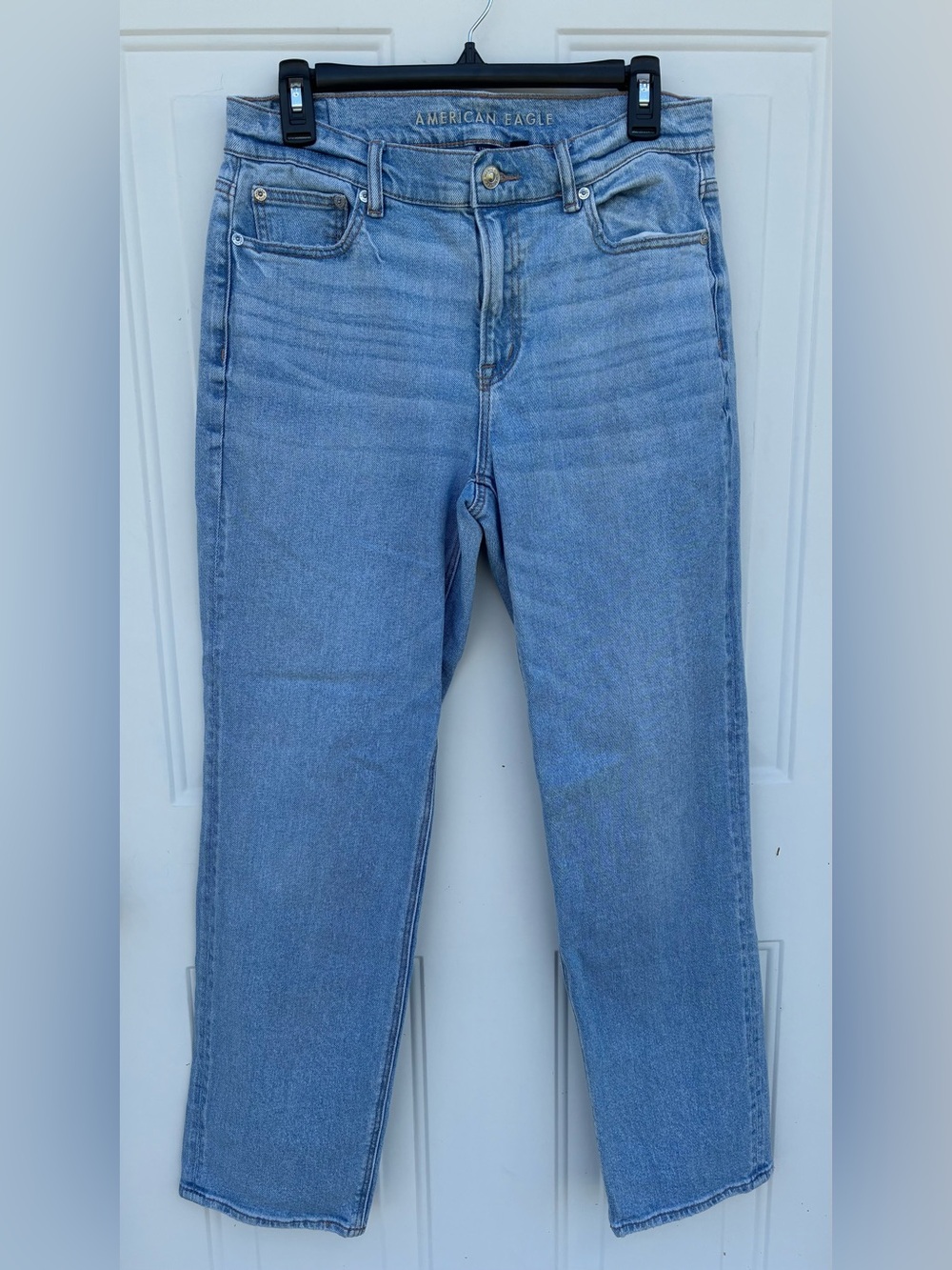 American Eagle Outfitters Light Blue Super High Rise Straight Leg Jeans Size 8